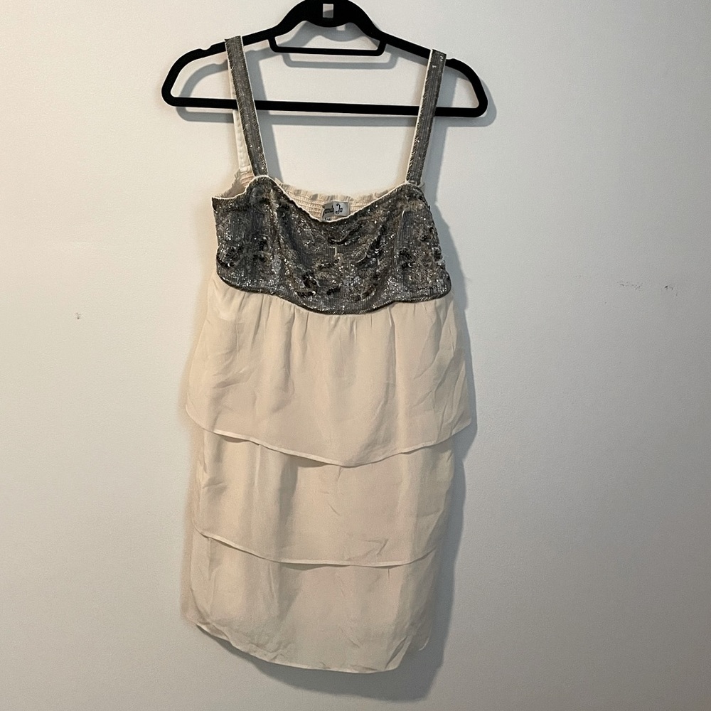 Beaded Silk Tiered Mini